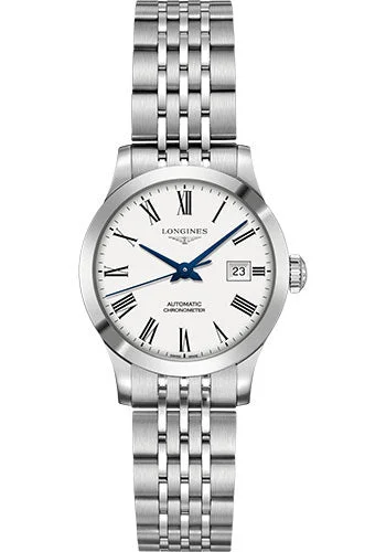 Longines Record collection Watch - 30 mm Steel Case - White Roman Dial - Bracelet - L2.321.4.11.6