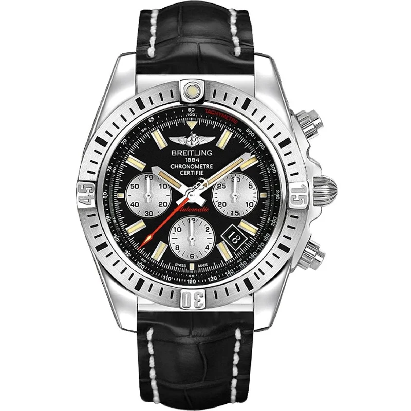 Breitling Men's AB01154G-BD13-744P Chronomat 44 Chronograph Black Leather Watch