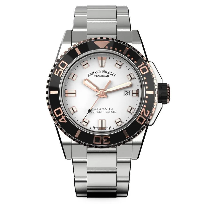 Armand Nicolet JS9-44 Silver/Rose Gold Stainless Steel