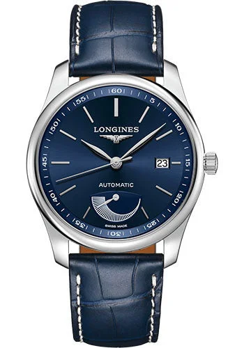 Longines Master Collection Power Reserve Watch - 40 mm Steel Case - Blue Dial - Blue Alligator Strap - L2.908.4.92.0