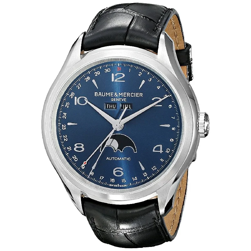 Baume & Mercier Men's MOA10057 Clifton Moonphase Automatic Black Leather Watch