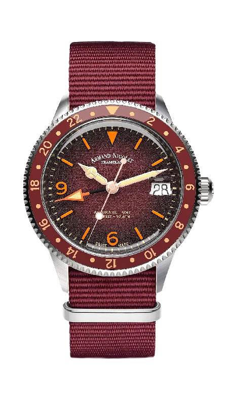 Armand Nicolet Men's Watch VS1 GMT 38mm Burgundy A506AXAA-XS-BN19500AABX