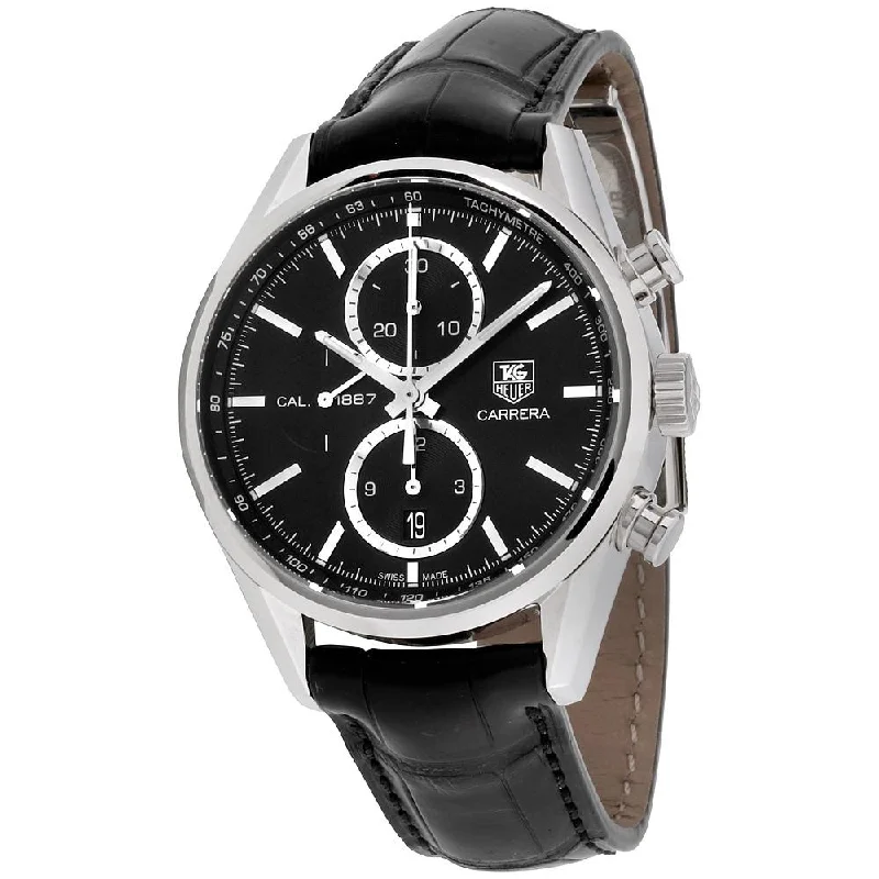 Tag Heuer Men's CAR2110.FC6266 Carrera Automatic Chronograph Black Leather Watch