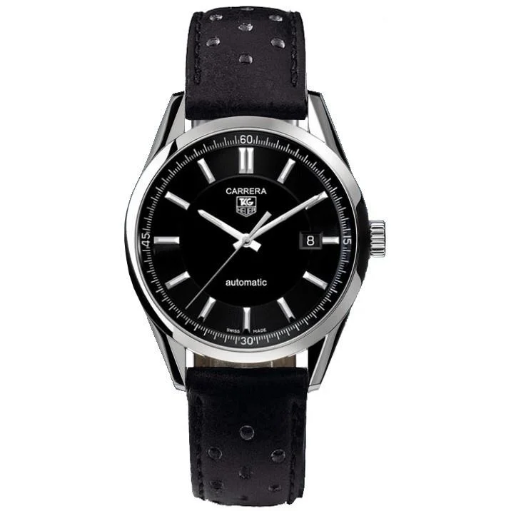 Tag Heuer Men's WV211A.FC6182 Carrera Automatic Black Leather Watch