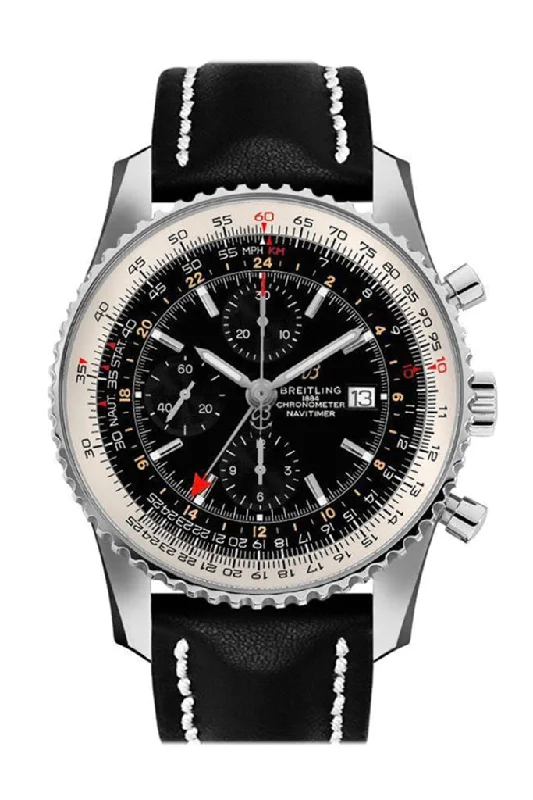 Breitling Navitimer World Black Leather Deployment A24322121	B2X2