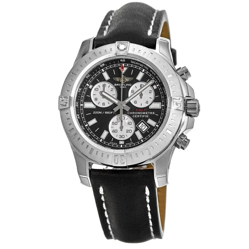 Breitling Men's A7338811-BD43-435X Colt Chronograph Chronograph Black Leather Watch