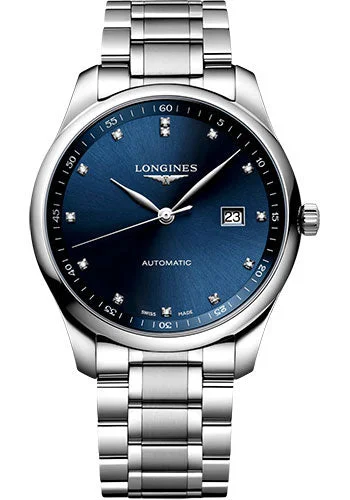 Longines Master Collection Automatic Watch - 42 mm Steel Case - Blue Diamond Dial - Bracelet - L2.893.4.97.6