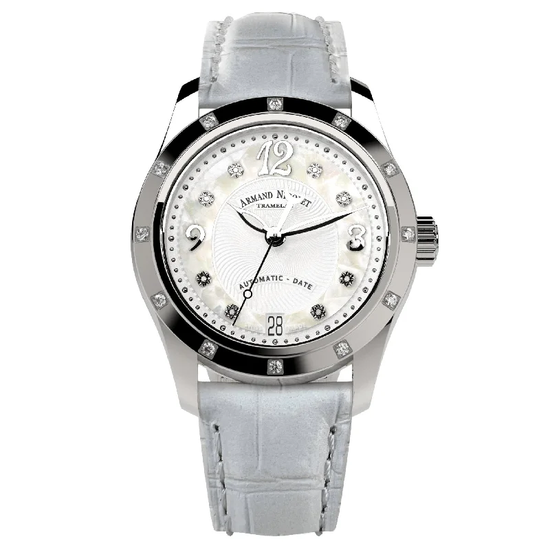 Armand Nicolet Ladies Watch M03-3 White Leather Diamond A151EAA-AN-P882BC8