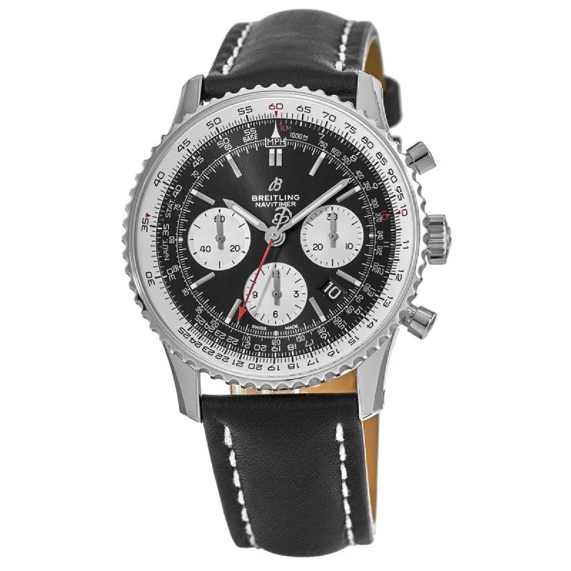 Breitling Men's AB012121-BG75-435X Navitimer 1 Chronograph Black Leather Watch