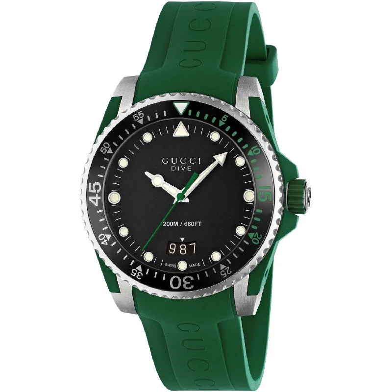 Gucci Men's YA136310 Dive Green Rubber Watch