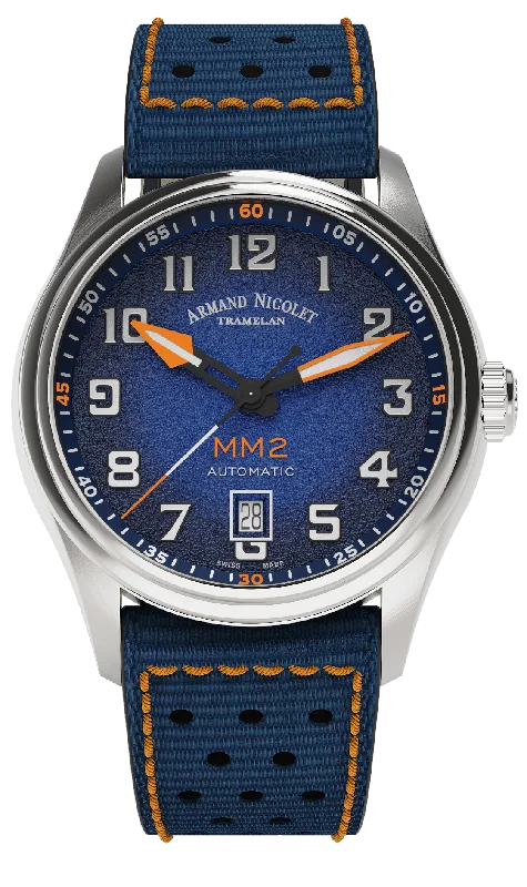 Armand Nicolet Men's Watch MM2 Date 41mm Blue A740P-BN-P0640BO8