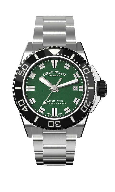 Armand Nicolet Men's Watch JS9 Date 41mm Green A481AGN-VR-MA2481AA