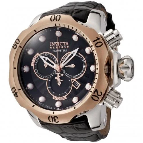 Invicta Men's 0360 Reserve Venom Chronograph Black Leather Watch