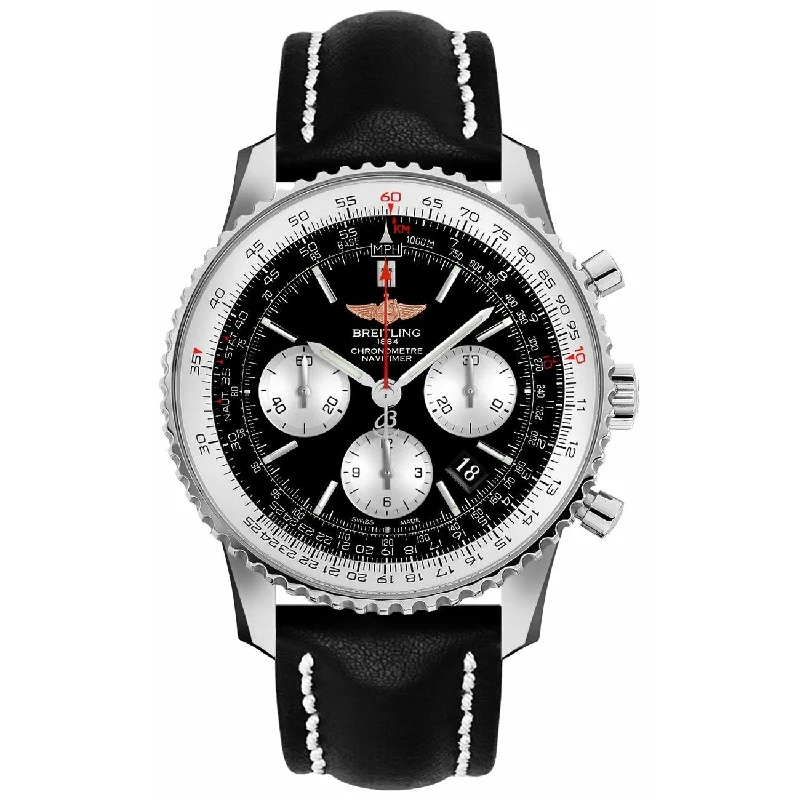 Breitling Men's AB012012-BB01-435X Navitimer Chronograph Black Leather Watch