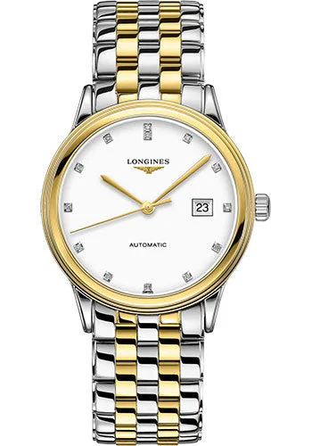 Longines Flagship Watch - 40 mm Steel And Yellow PVD Case - White Diamond Dial - Bracelet - L4.984.3.27.7