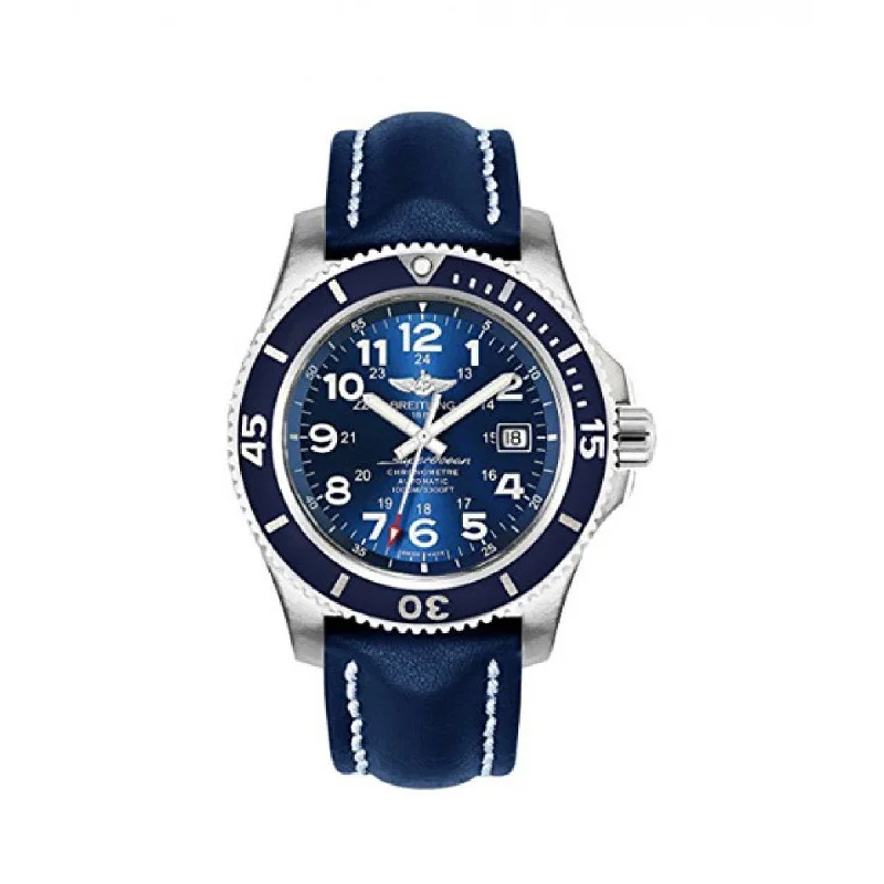 Breitling Men's A17392D8-C910-105X Superocean II 44 Automatic Blue Leather Watch