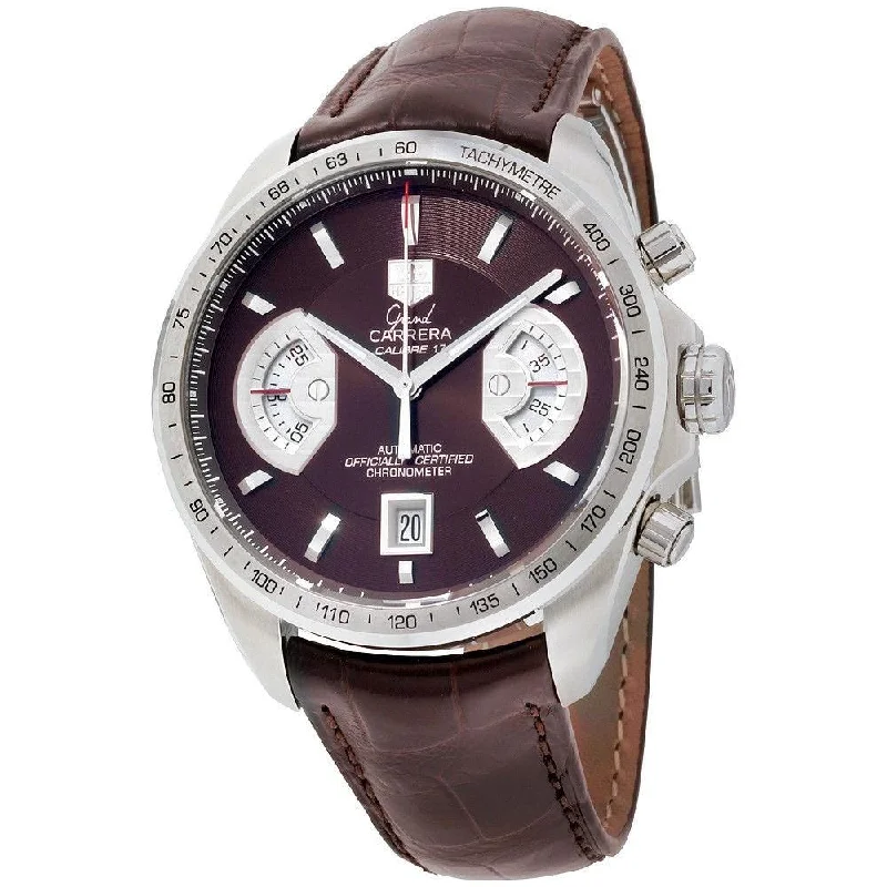 Tag Heuer Men's CAV511E.FC6231 Grand Carrera Chronograph Automatic Brown Leather Watch