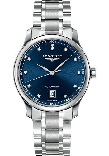 Longines Master Collection Watch - 38.5 mm Steel Case - Blue Diamond Dial - Bracelet - L2.628.4.97.6