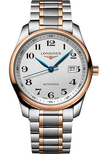 Longines Master Collection Automatic Watch - 40 mm Steel And Pink Gold Case - Silver Barleycorn Arabic Dial - Steel And Pink Gold Cap 200 Bracelet - L2.793.5.79.7