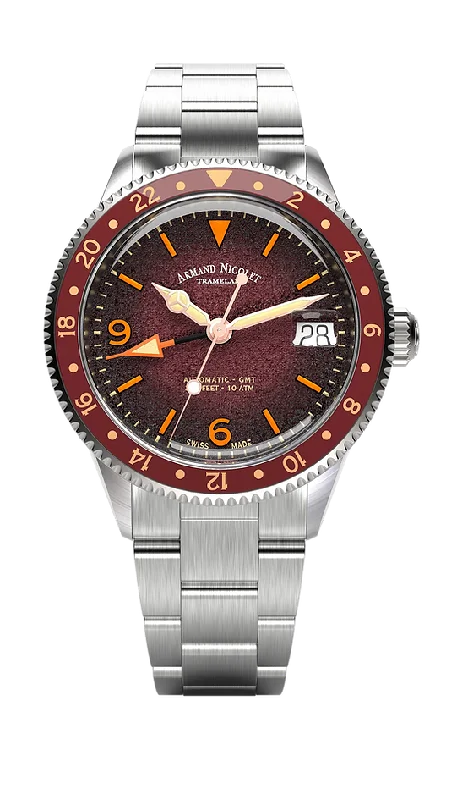 Armand Nicolet Men's Watch VS1 GMT 38mm Burgundy A506AXAA-XS-BMA500A