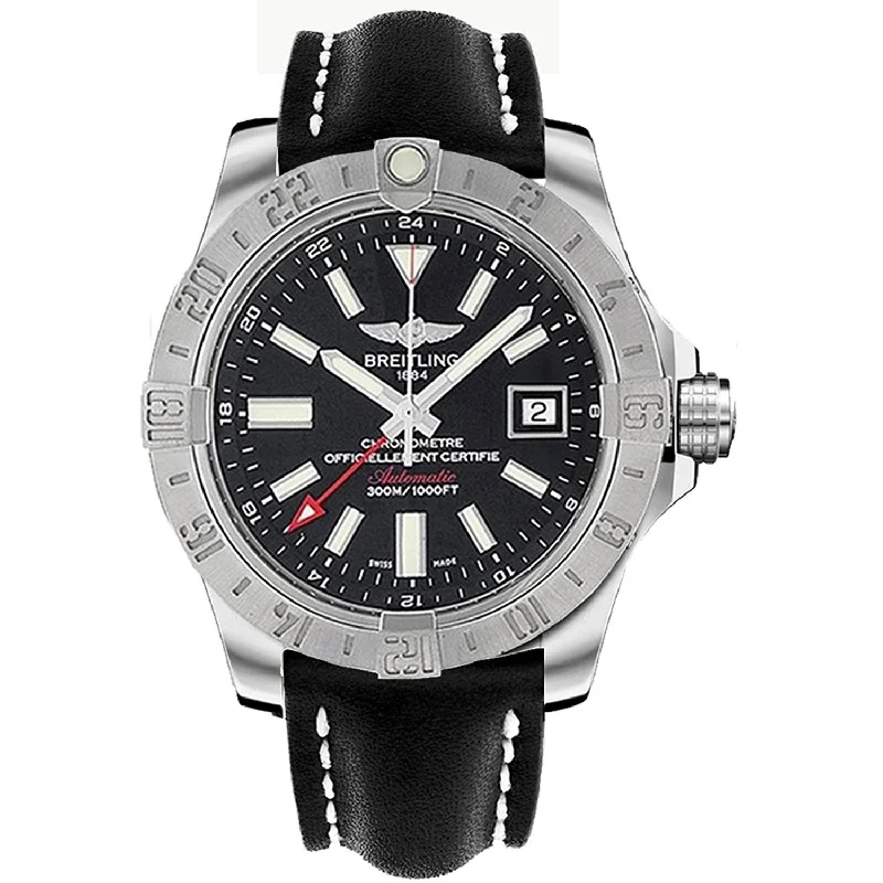 Breitling Men's A3239011-BC35-435X Avenger II GMT Black Leather Watch