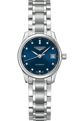 Longines Master Collection Watch - 25.5 mm Steel Case - Blue Diamond Dial - Bracelet - L2.128.4.97.6