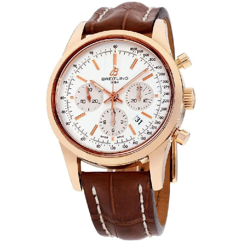 Breitling Men's RB015212-G738-739P Transocean Chronograph Brown Leather Watch