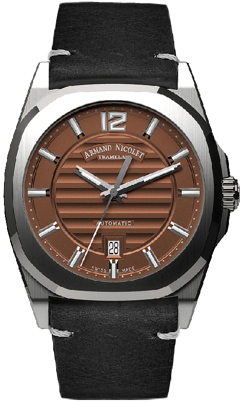 Armand Nicolet Men's Watch J09 Date 41mm Brown A660AAA-MR-PK4140NR