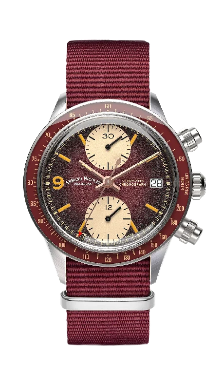 Armand Nicolet Men's Watch VS1 Chronograph 38mm Burgundy A510AXAA-XS-BN19500AABX