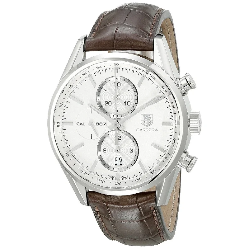 Tag Heuer Men's CAR2111.FC6291 Carrera Chronograph Automatic Brown Leather Watch