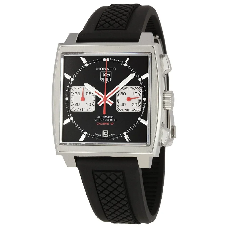 Tag Heuer Men's CAW2114.FT6021 Monaco Chronograph Automatic Black Rubber Watch