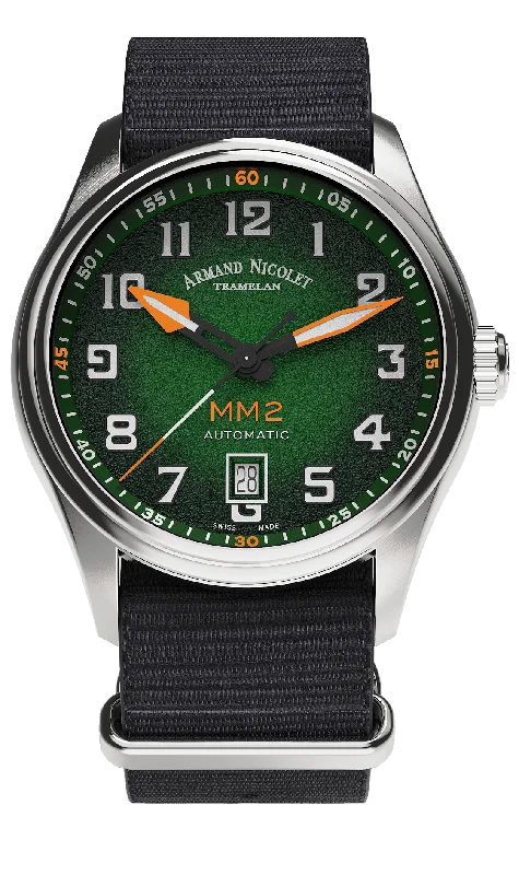 Armand Nicolet Men's Watch MM2 Date 41mm Green A740P-NV-BN22481AANN