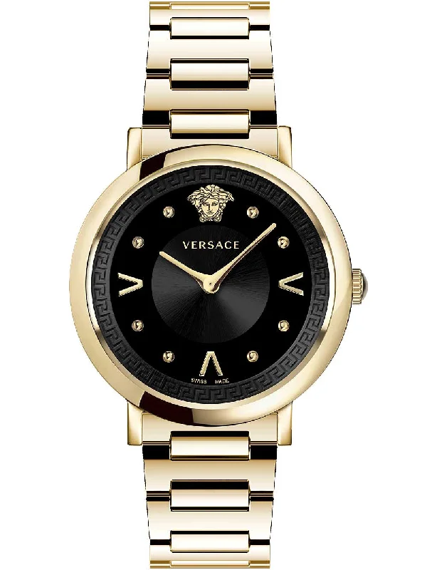 Versace Ladies Watch Pop Chic Black Gold Bracelet VEVD00619