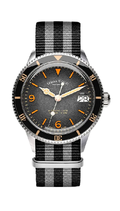 Armand Nicolet Men's Watch VS1 Date 38mm Black Grey A500ANAA-NS-BN19500AANG