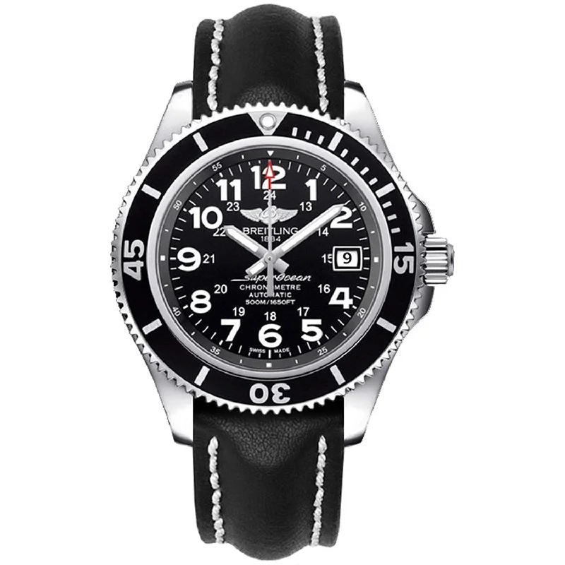 Breitling Men's A17365C9-BD67-428X Superocean II 42 Automatic Black Leather Watch