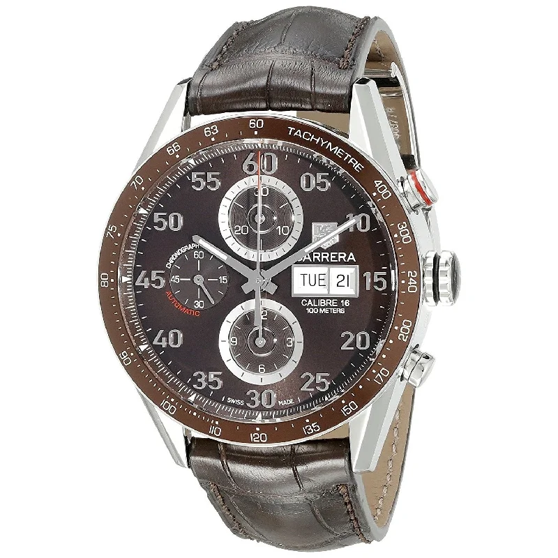 Tag Heuer Men's CV2A12.FC6236 Carrera Chronograph Automatic Brown Leather Watch