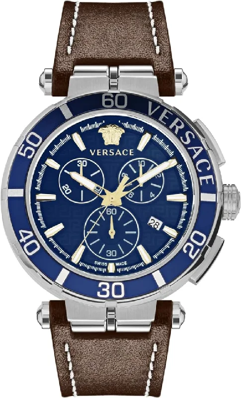 Versace Men's Watch 45mm Greca Chronograph Blue VE3L00122