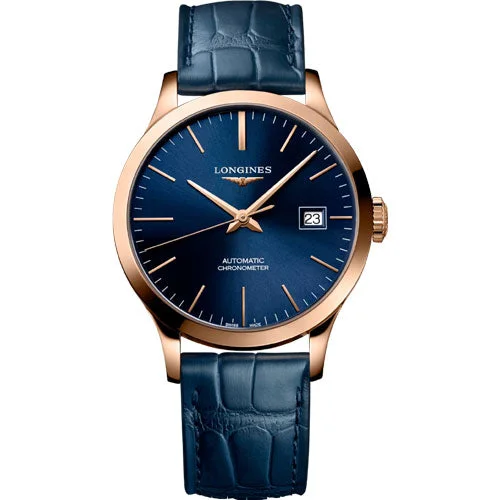 Longines Record Sunray Blue Dial Men 38.5mm