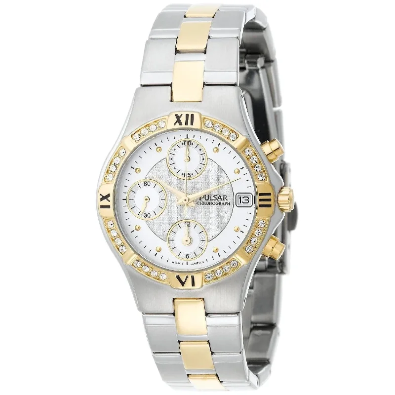 Pulsar  Quartz Chronograph Crystal Silver Dial Women's Watch PF8212