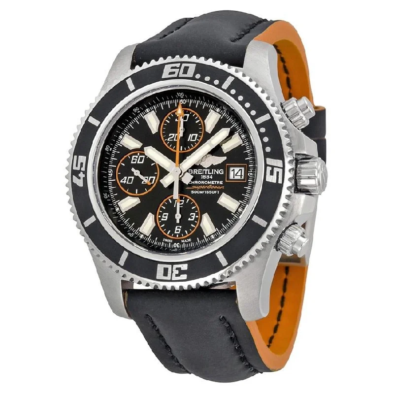 Breitling Men's A1334102-BA85-230X Superocean II 44 Chronograph Automatic Black Leather Watch