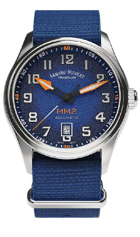 Armand Nicolet Men's Watch MM2 Date 41mm Blue A740P-BN-BN22481AAUU