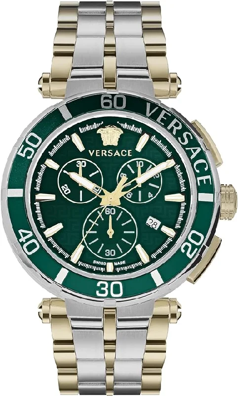 Versace Men's Watch 45mm Greca Chronograph Green VE3L00422